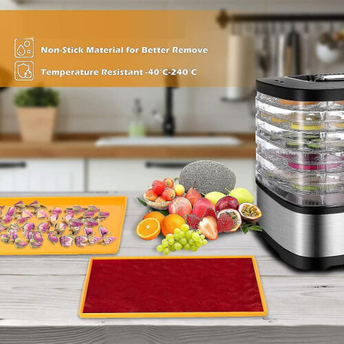 4pcs Silicone Dehydrator Sheets Dehydrator Mats with Edge for Fruit Leather Liquid Fruits Meat Herb Tw 1