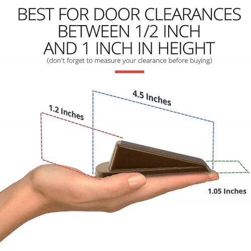 (4 Pack, Brown) Classic Rubber Door Stopper Wedge , Multi Floor Door Stop (4 Pack) 2