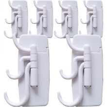 6pcs Vertical Hook Rack Adhesive Swivel Wall Hooks Multi-use Hooks Wall Rotating Hangers