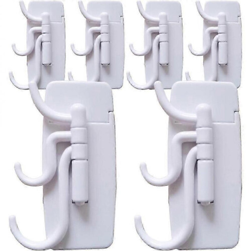 6pcs Vertical Hook Rack Adhesive Swivel Wall Hooks Multi-use Hooks Wall Rotating Hangers