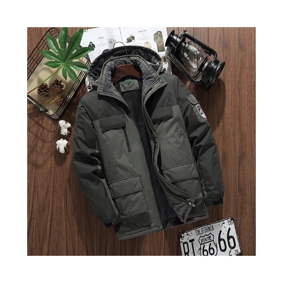 Luckstore (Armygreen, 5XL) Winter Parkas Men Warm Thick Windproof Jacket Men Hooded Coat Waterproof Outwear