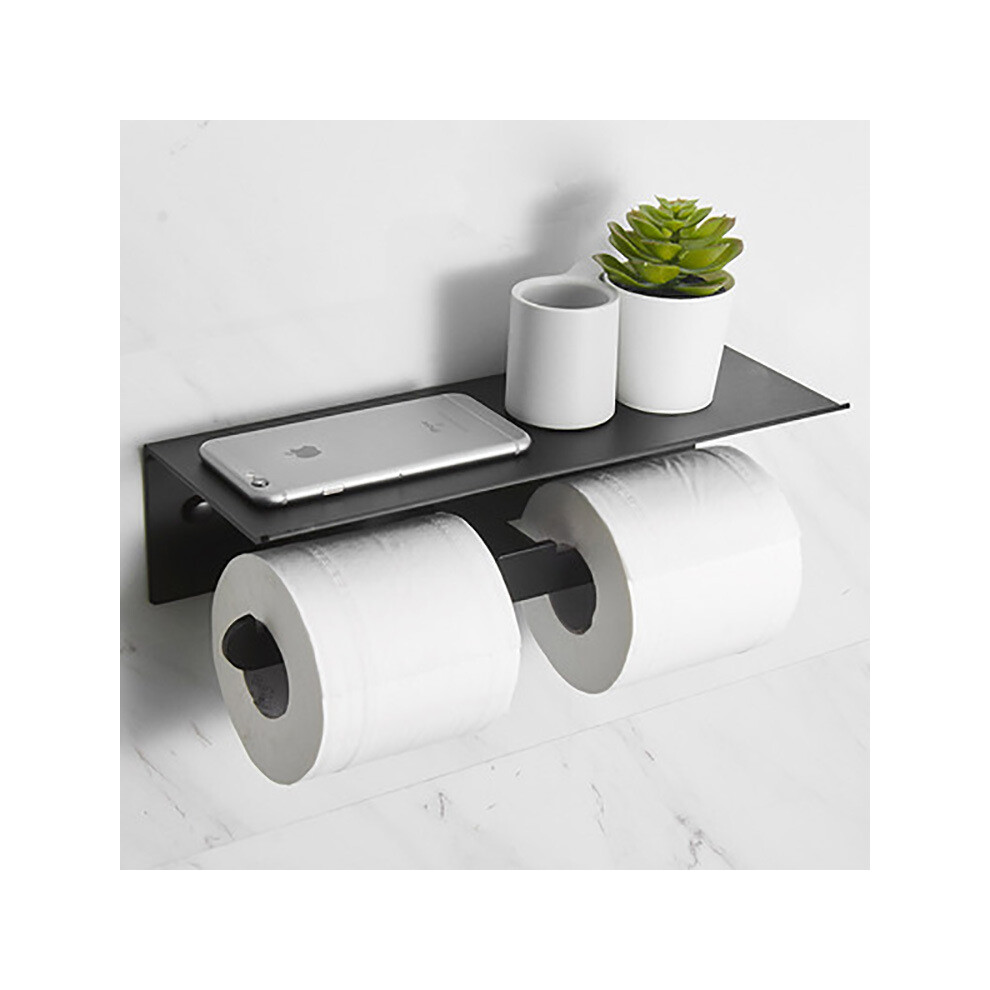 Contemporary Matte Black Wall-mounted Toilet Paper Holder With Cover-image-OPC-PHXHQNC-NEW