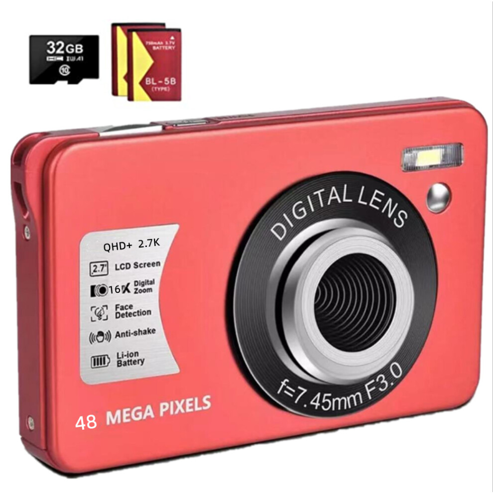 Digital Camera, HD 48 MP Mini Photo Camera, 16X Digital Zoom, 2.7 Inch Screen and 32GB SD Card, Portable Digital Camera for Photography Be-image-OPC-PHXHR6Q-NEW