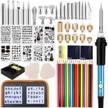 Wood Burning Kit 82pcs, Wood Burner Pen Pyrography Set For Beginners, Adjustable Temperature 200~450c Woodburning Tool With Switch Solderi