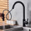 Touch Pull Out Kitchen Mixer Taps with DoubleFunction Single Handle Black & Gold 1