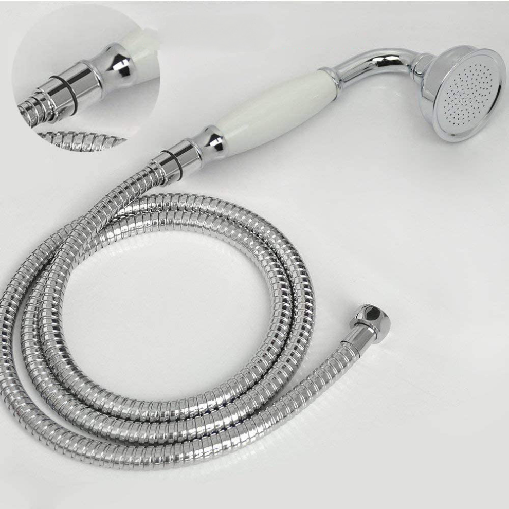 Bathroom Classical Shower Head, Traditional Telephone Style Handheld Shower, Retro Ceramic Handle Hand Showe Rain Sprayer Showers With 1.5 6942442002072
