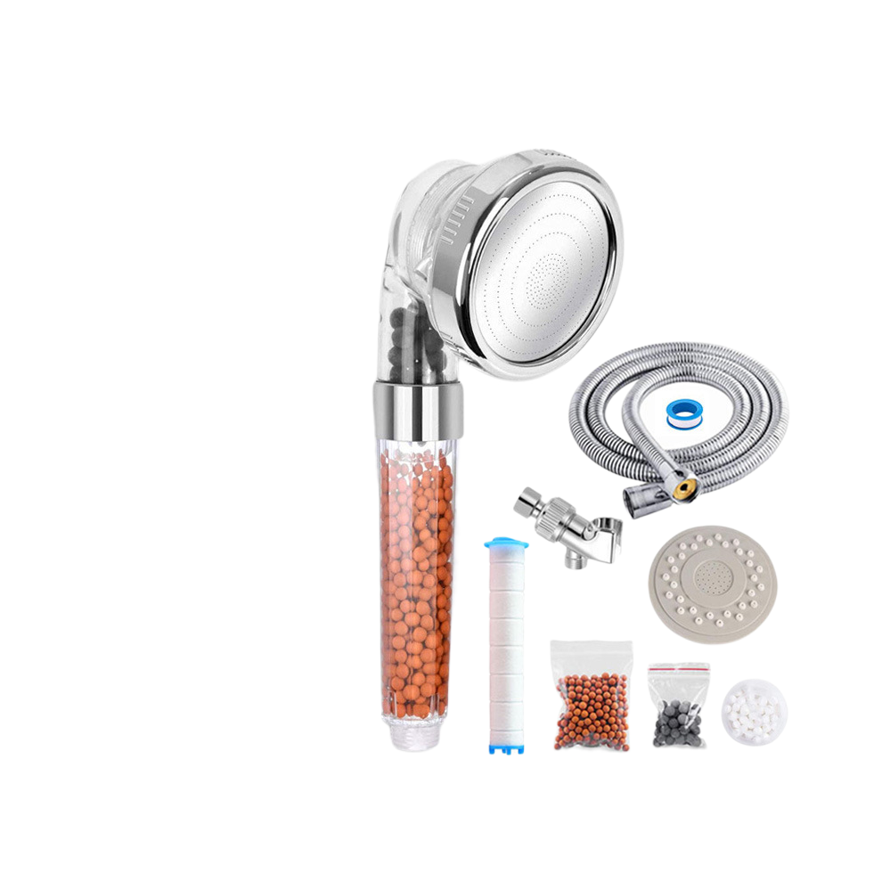 3 Modes High Pressure Shower Ion Filtration High Pressure Water Saving Shower Head 2 Extra Mineral Balls Bio-Active 6942442002249