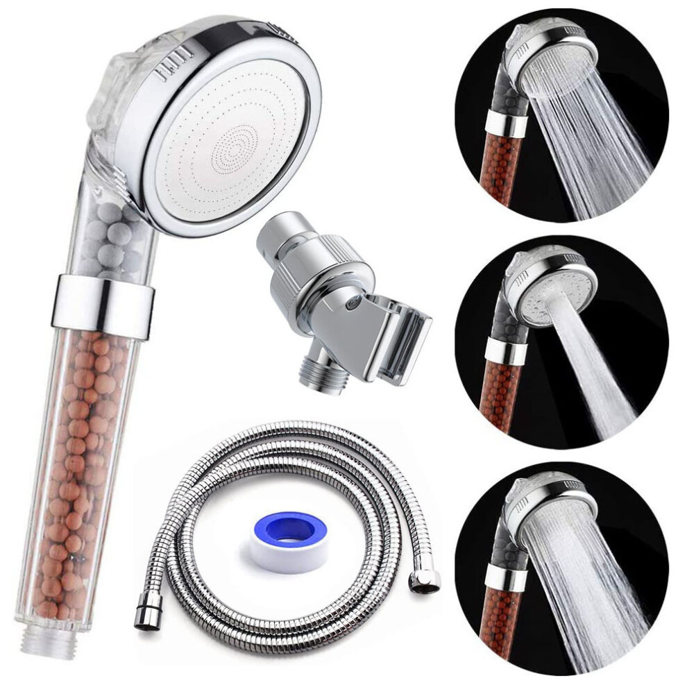 Showerhead With Hose 1.5M, Filter Showerhead Spray Ion Filter Handheld Showerhead 200% High Pressure 30% Water Saving Dry Skin And Hair 3 6942442002171