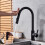 Touch Pull Out Kitchen Mixer Taps with DoubleFunction Single Handle Black & Gold 2