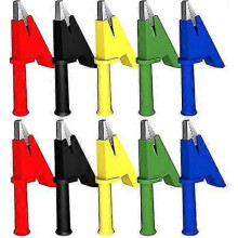 Metal Crocodile Clips Insulated 380v 20a 4mm Banana Plug Test Lead Alligator Clip for Multimeter And Clamp Meters Test(5 Colors) 10pcs