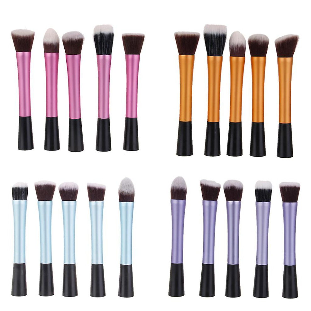 Blue 5X Makeup Cosmetic Blush Brush Foundation Powder Kabuki Brushes Kit