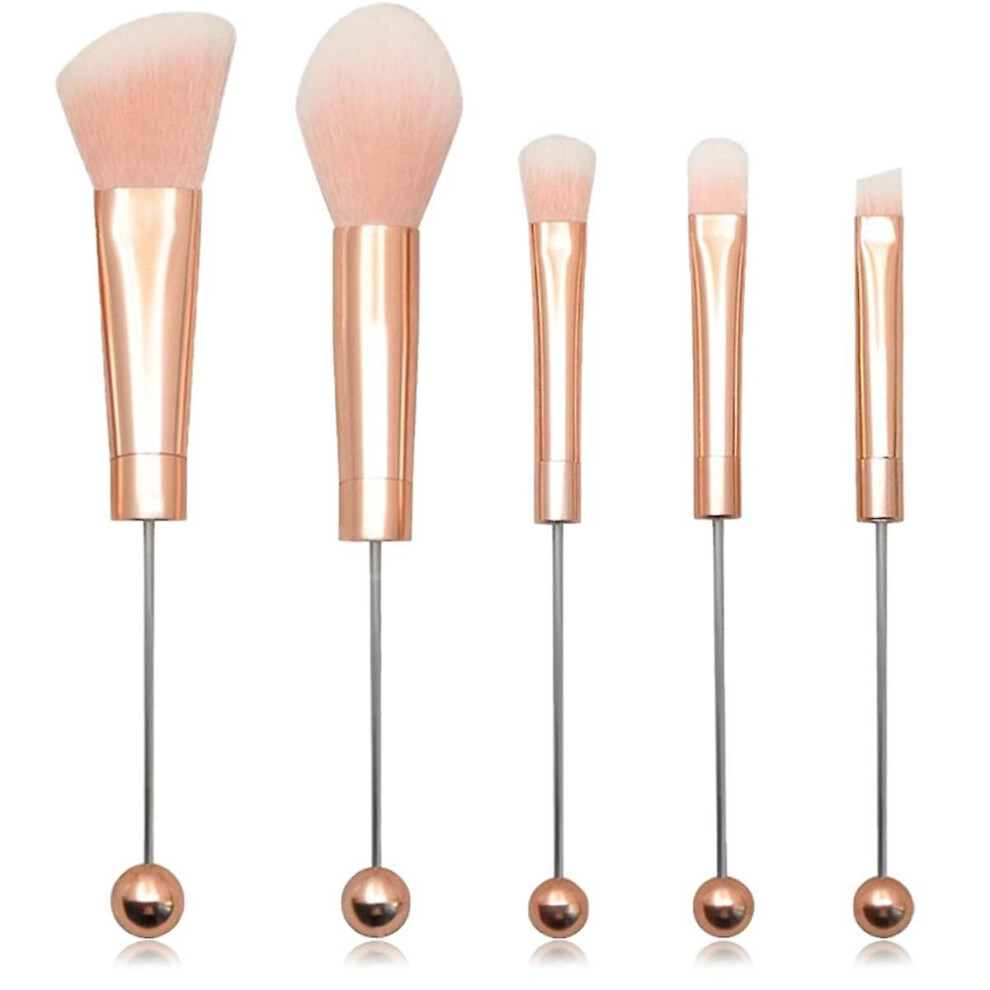 Gold 5Pieces Beadable Makeup Brushes Silicone Beads Diy Makeup Cosmetic Brushes Beaded Brushes Kit For D Rose