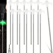 (20pcs) Glow-in-the-Dark Tent Stake Set, Non-Slip Twist-In Tent Pegs with Glow Heads for Tents, Canopies, and Sunshades,with Drill Adapter