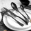 4pcs Stainless Steel Flatware,Include Fork Spoons Knife (Black) 2
