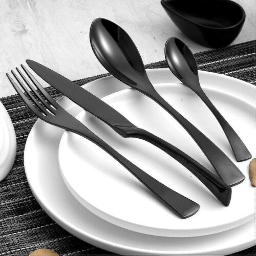 4pcs Stainless Steel Flatware,Include Fork Spoons Knife (Black) 1