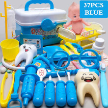 Children's Medical Toy Set Doctor's Play Equipment Toy Doctor Stethoscope Set Children's Doctor Play Set 37PCS Blue