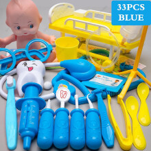 Children's Medical Toy Set Doctor's Play Equipment Toy Doctor Stethoscope Set Children's Doctor Play Set 33 PCS Blue