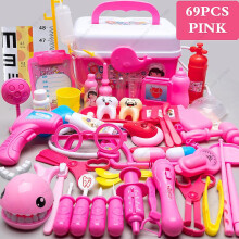 Children's Medical Toy Set Doctor's Play Equipment Toy Doctor Stethoscope Set Children's Doctor Play Set 69PCS Red