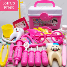 Children's Medical Toy Set Doctor's Play Equipment Toy Doctor Stethoscope Set Children's Doctor Play Set 35PCS Pink