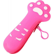 Cute Cat Paw Pencil Case for Girls, 3d Silicone Pencil Case, Zipper Pencil Pouches Pen Organizer Stationery