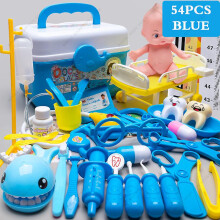 Children's Medical Toy Set Doctor's Play Equipment Toy Doctor Stethoscope Set Children's Doctor Play Set 54PCS Blue