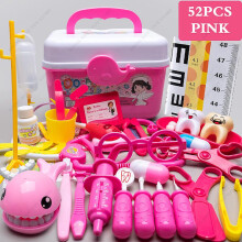 Children's Medical Toy Set Doctor's Play Equipment Toy Doctor Stethoscope Set Children's Doctor Play Set 52PCS Pink