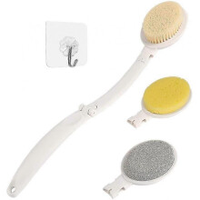 3 in 1 Back Bath Brush Set for Shower, 19" Long Handle Body Brush, Bath Sponge and Pumice Gentle Exfoliation and Improved Skin Health, Suitable for Me