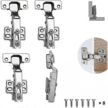 Roller Set Of 4 Hinges for Cupboard Door, Furniture Door, Bent Angle, Slow