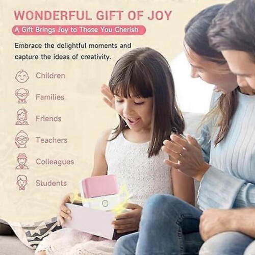 Portable Thermal Printer with 5 Rolls Paper for Diary Photo Note Memo Printing Blue 2