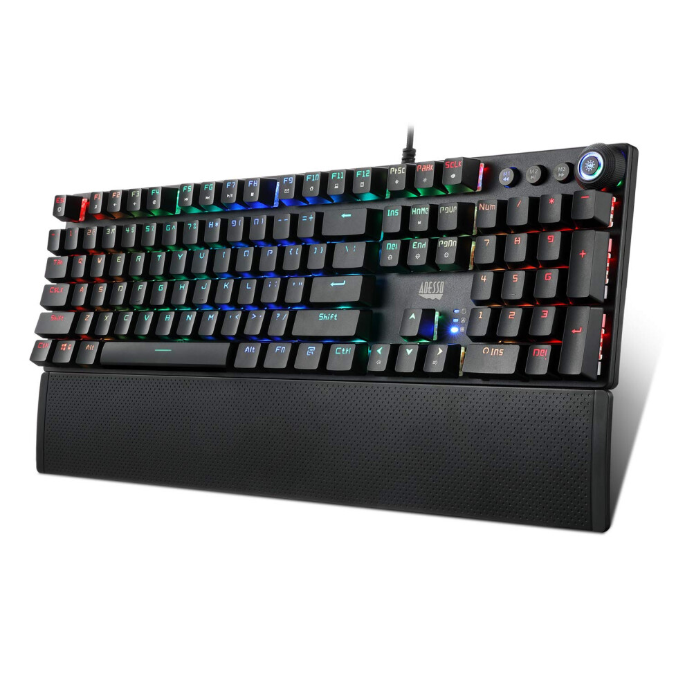 Rgb Programmable Mechanical Gaming Keyboard With Detachable Magnetic Palmrest, 108 Keys, Black 940534607415
