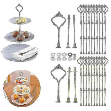 (Silver) 10 Set Cake Stand Fittings Kits Tiered Tray For 3 Tier Cake Stand Holder Hardware