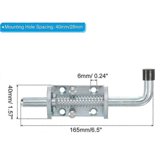 Spring Loaded Latch Pin 6.5", 4 Pack Iron Security Latch Sliding Barrel Bolt Latch Lock for Gate Door Shed Window 1