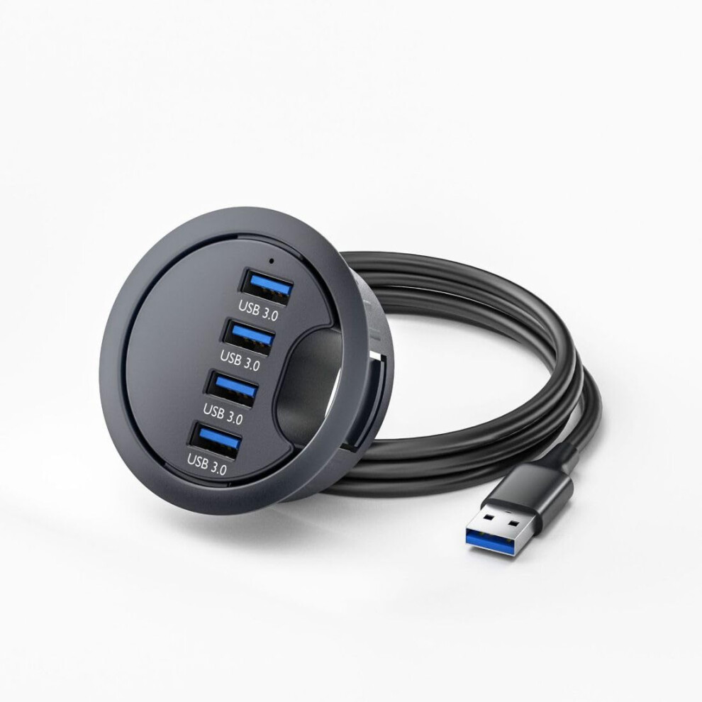 Usb 3.0 Flush Mount Desktop Hub,4 Usb 3.0 Port Hub Grommet Hole 2.36'(60Mm) 940534607804