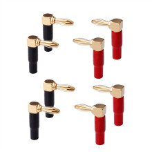 Right Angle 90 Degree 4mm Banana Screw L Type for Binding Post Amplifiers Video Speaker Adapter Connector Gold Plated 4mm(4pcs)