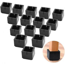 24Pcs Square Chair Leg Protectors PVC Table and Chair Leg Protectors Square Caps with Felt Black Square Chair Leg Protectors 30-35mm