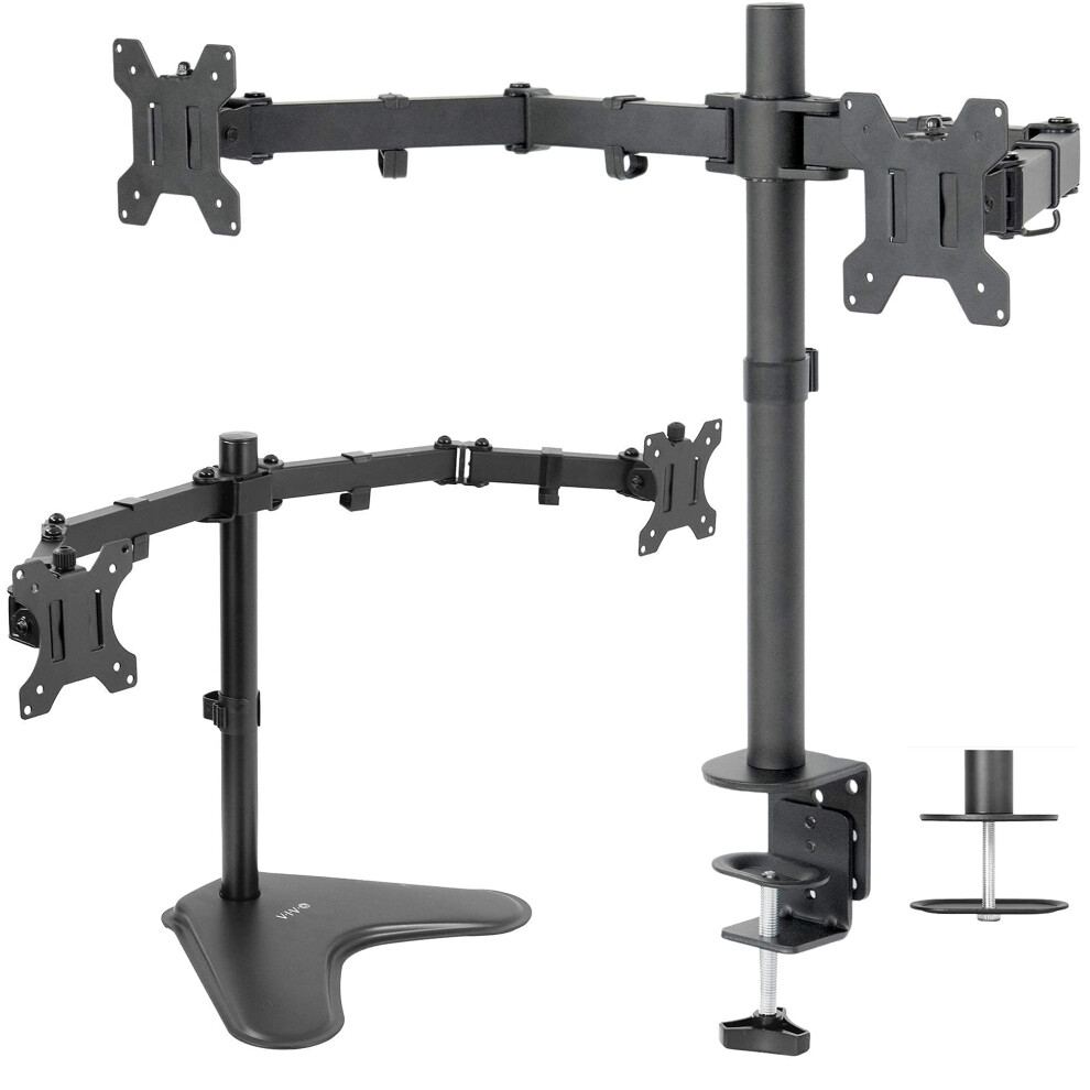 Dual 13 To 27 Inch Lcd Monitor Desk Mount And Dual Freestanding 13 To 30 Inch Monitor Kit 940534608337