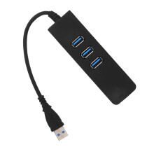 USB- 3-Port USB 3.0 Data Hub Ethernet 1000mbps Speed Universal Compatibility No Drivers Easy Setup Laptop Tv Compatible