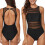 One-piece Swimsuit Slimming Women's Black L 40 1