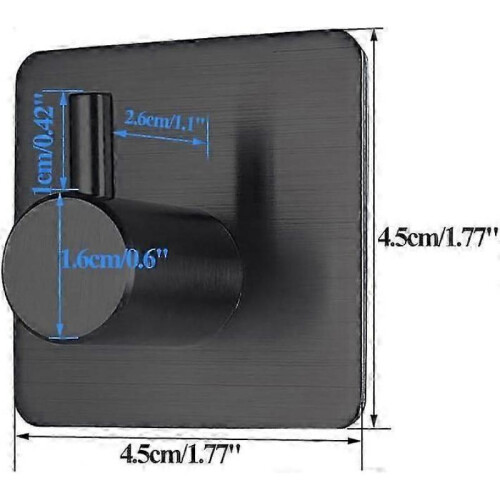 Black self-adhesive towel hooks for bathroom kitchen door 4-pack 1