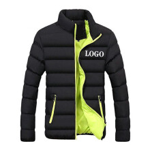 (Black Fluorescent Green, Tag Size 5XL=UK Size 3XL) Mens Color block Winter Warm Quilted Parka Jacket Padded Bubble Puffer Zip Coat