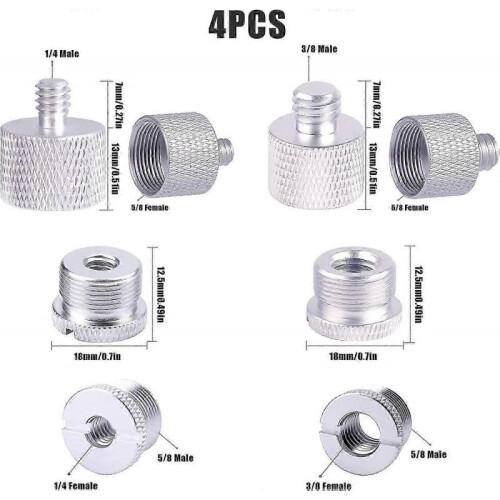8pcs Microphone Thread Adapter 5/8 Adapter Nut 1/4 To 3/8 Microphone Accessories-Silver 1