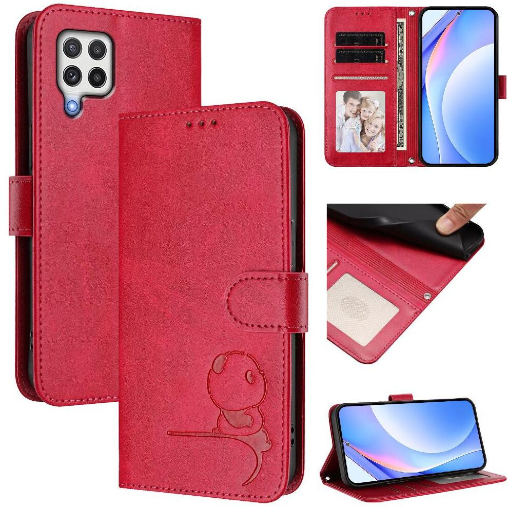 (Rose ) Phone Case For Samsung Galaxy A22 4G Rfid Blocking Magnetic Pu Leather Flip Folio Card Slots Holder Kickstand Red 764549992515