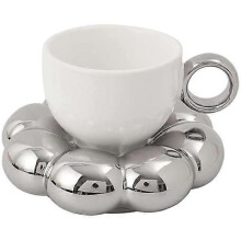 Floral Coffee Cup and Saucer Set Cute Cup and Saucer Set Ceramic Coffee Cup with Saucer Sunflower Latte Cups 6.7 Oz Silver