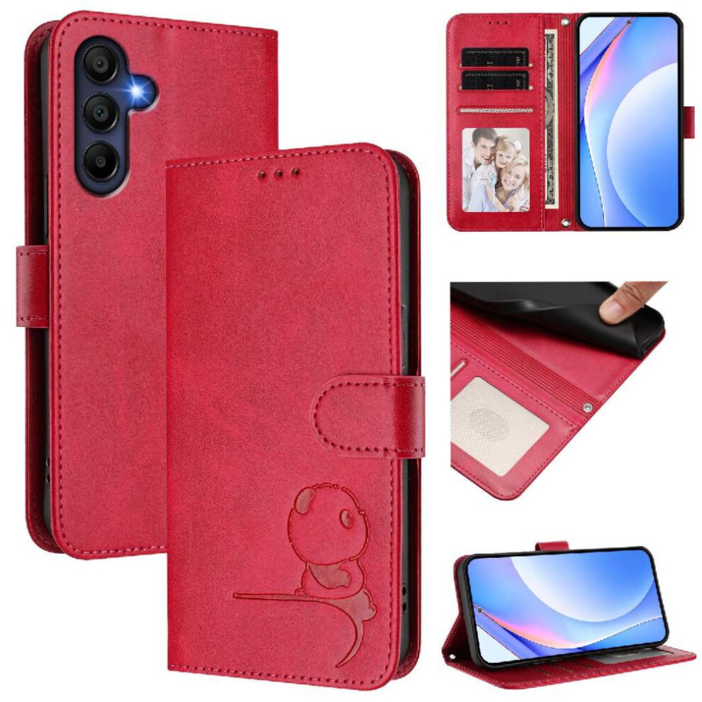 (Rose ) Phone Case For Samsung Galaxy A16 4G/5G Flip Folio Pu Leather Rfid Blocking Card Slots Holder Kickstand Magnetic Red 764549993178