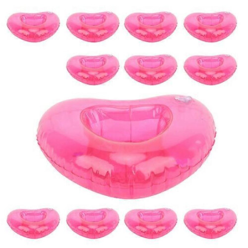 12 pcs Heart Shape Reusable Inflatable Drink Holder Summer Pool Float Drink Cup Holder 1
