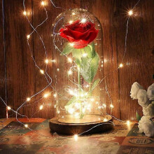 Bell Eternal Rose, Charming Rosewood Dome Silk Rose Inspired by B - Artificial Rose Flower Gift Home Decor