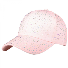 Shimmering Rhinestone Decal Baseball Caps Adjustable Size Sun Hat Fishing Climbing Travel Visors Hat for Girl Woman Pink