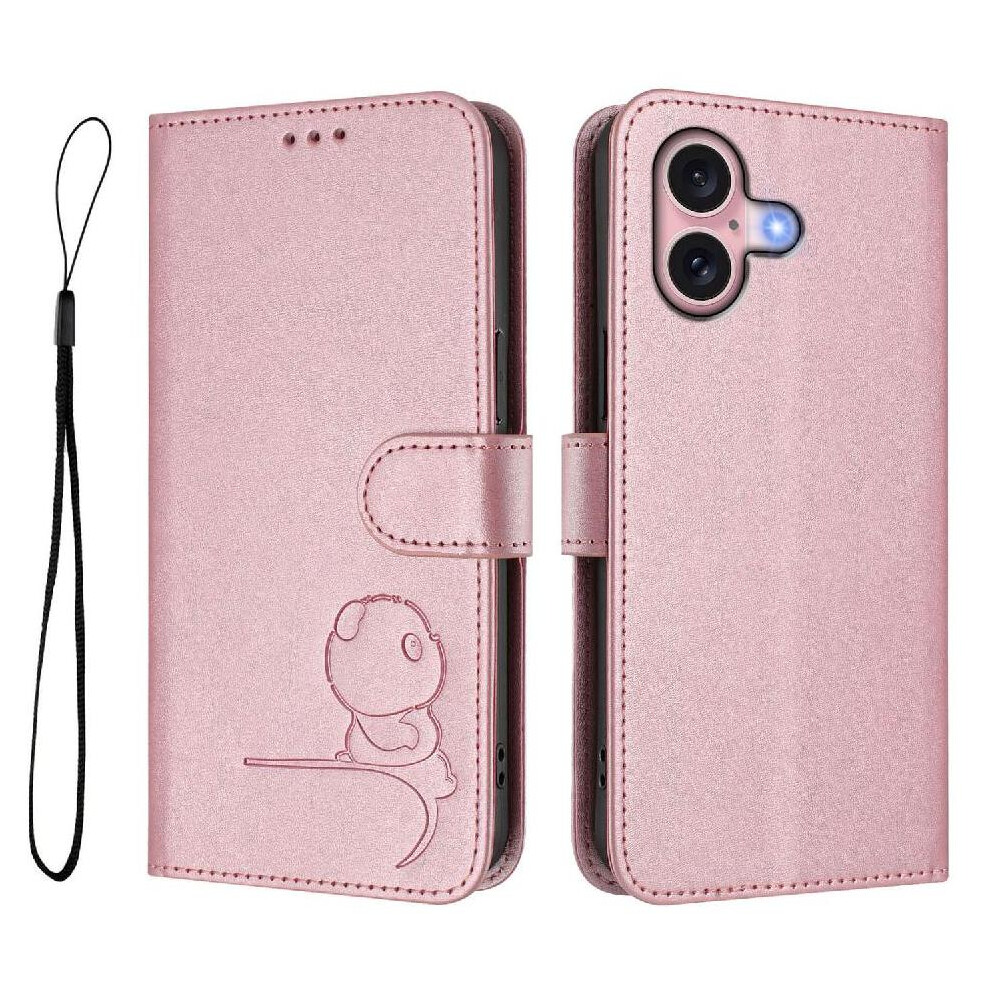 Photos - Case  Phone  for iphone 16 Card Slots Holder Kickstand Flip Folio Magnetic Pu Leather Rfid Blocking(Pink)