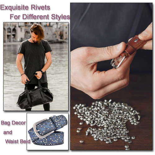 400Sets Assorted 8mm Double Cap Rivet, Leather Rivets Kit Tubular Metal Studs for Fabric B 2