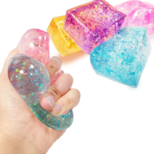 4pcs Glitter Ice Cube Stress Balls, Colorful Needoh Ice Cube Fidget Toy Funny